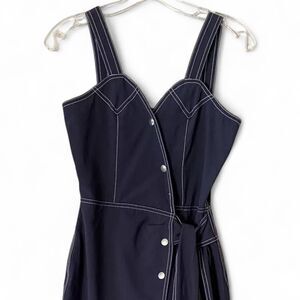 ASM Anna Midi Dress XS Fit, Navy w/ White Stitching Retro Pinup Rockabilly 1950s